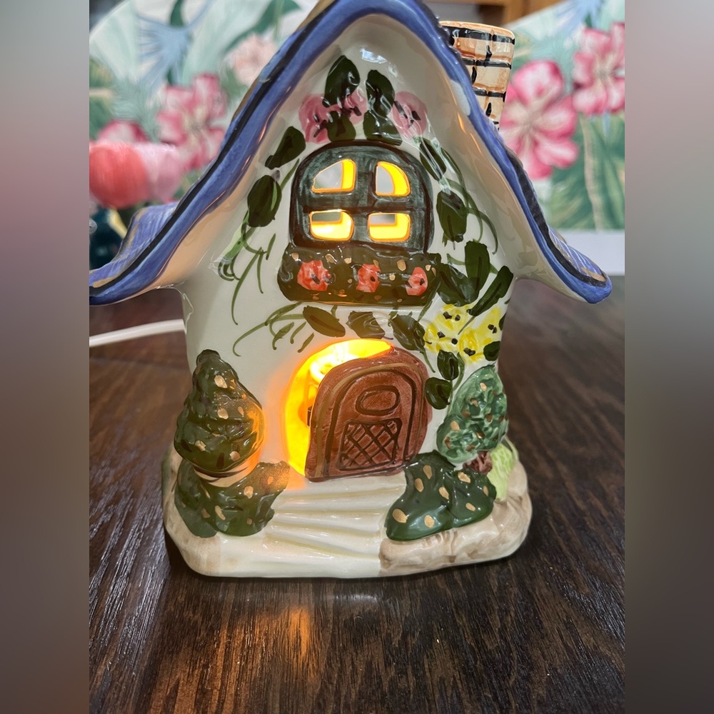 Vintage ceramic lighted house